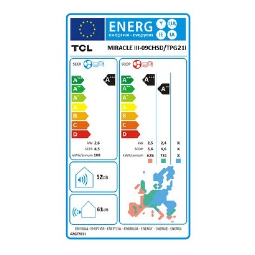 ΚΛΙΜΑΤΙΣΤΙΚΟ TCL MIRACLE III-09CHSD/TPG21I INVERTER 9000BTU R32 WI-FI